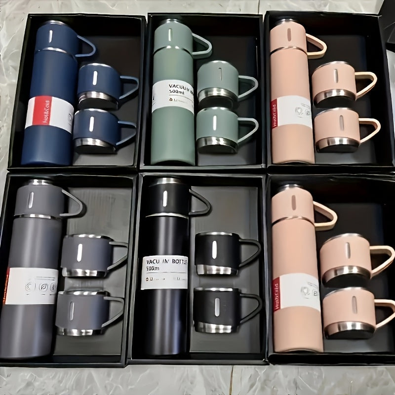 1 hot water bottle, metal vacuum cup, portable coffee cup and hot water bottle combination, suitable for RV and outdoor exploration, gift thermos, cup