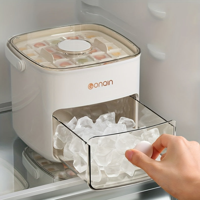 Ice Mold Designed for Making Ice at Home, 48-Compartment Cube of Ice Mold, Novelty Cube of Ice Tray with Lid, Easy Capping - Double Layer, Food Grade Plastic Storage Tray - Portable Design for Beverages, Tea & Coffee, Essential Kitchen Gadget