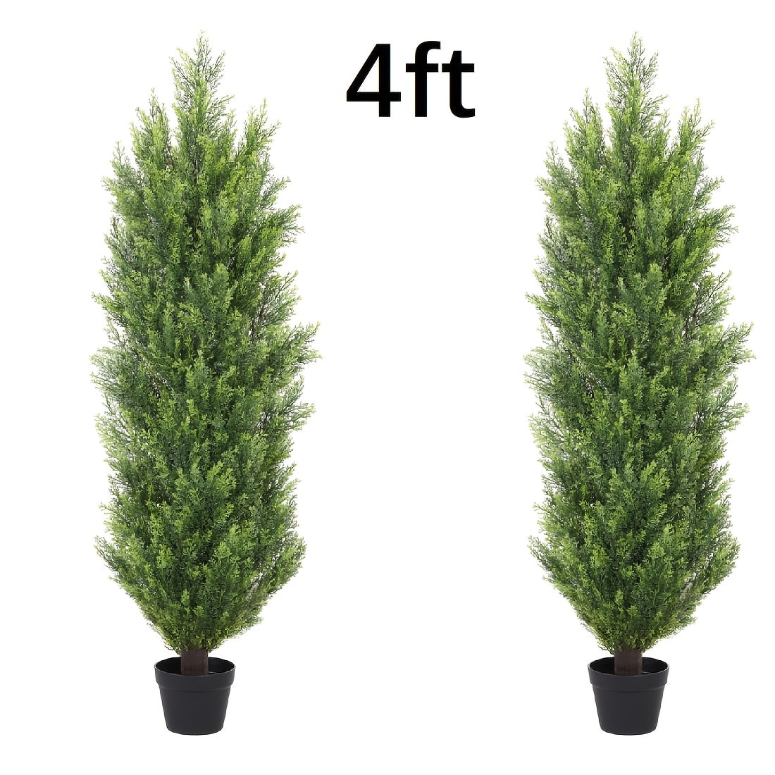 2 Pack Modern Cedar Topiary Trees | UV-Resistant & Low Maintenance Faux Greenery For Outdoor & Indoor | Decor For Patio, Garden, Office