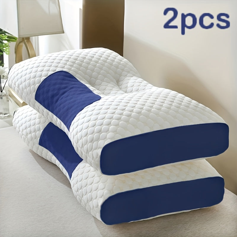 2pcs Massage Neck Pillows Adjustable Ergonomic Contour Support, High-Quality Pillow Core with Removable Zippered Cover, All-Season Sleeping Comfort, Neck And Shoulder Massager, Modern Pillow Design, Breathable Fabric