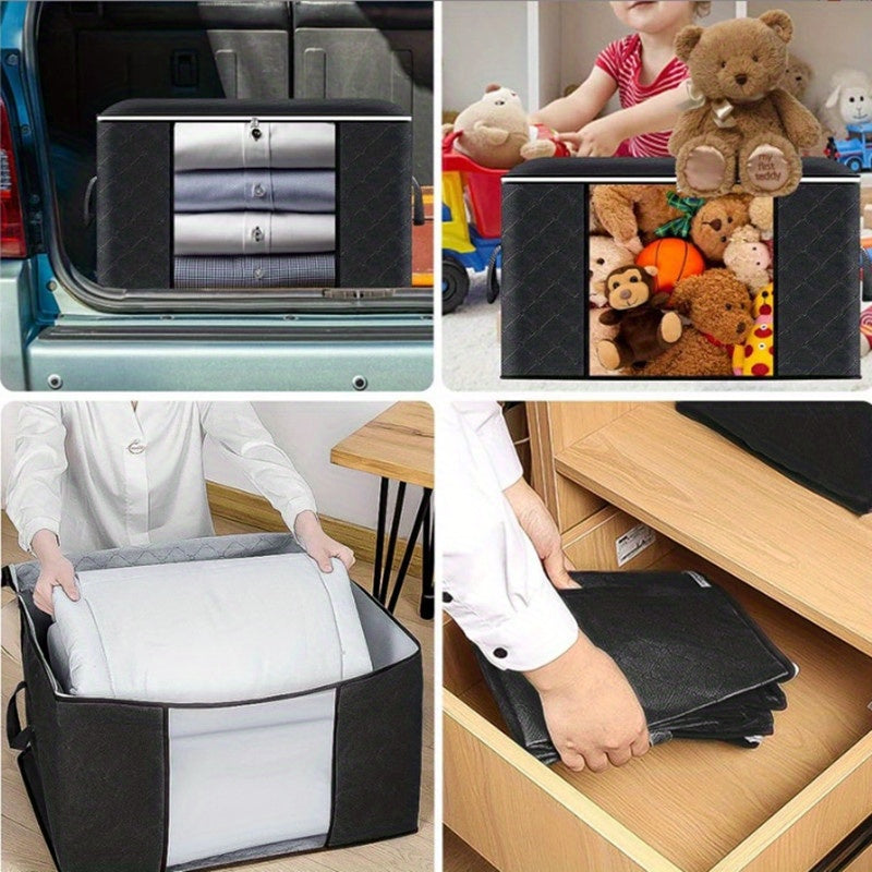 4 Pack 23.78gal Large Capacity Storage Bags Closet Organizers and Storage Clothes Foldable Storage Bins with Reinforced Handles Storage Containers for Clothing Blanket Comforters Bedding, Under-Bed Storage