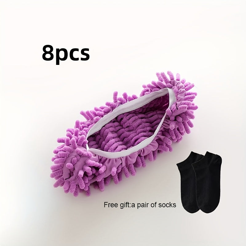 Lazy Mop Slippers Reusable Detachable Washable Chenille Dust Mop Shoes Cover for Floor Cleaning No Electricity Household Cleaning Tool for Living Room Bedroom Halloween Christmas Gifts
