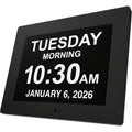 Digital Calendar Clock for Seniors, 7-Inch Day and Date Display with Large Full-Word Text, 12 Alarms, 3 Medication Reminders and Auto Dimming