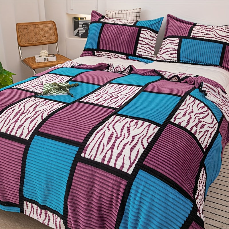 1 Comfortable Plaid Print Blanket, Super Soft Blanket, Easy And Modern Design, Suitable for Single Lunch Break Leg Blanket, Summer Full Body Blanket, Universal for All Seasons, Multi-Purpose Blanket