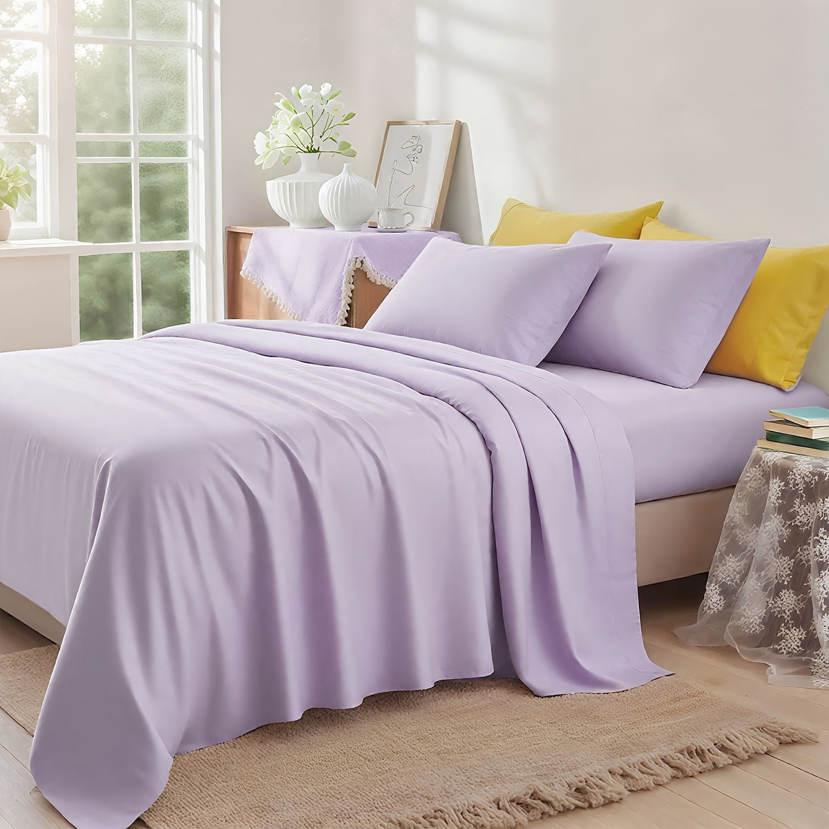 ClevaHome Light Luxury Breathable Sheet Set - 3/4pcs Deep Pockets Cooling Soft Bedding, Fade-Resistant Deep Pockets, All-Season Comfort, Ideal for Dorms, Guest Rooms Everyday Use Twin Full Queen King Sheet