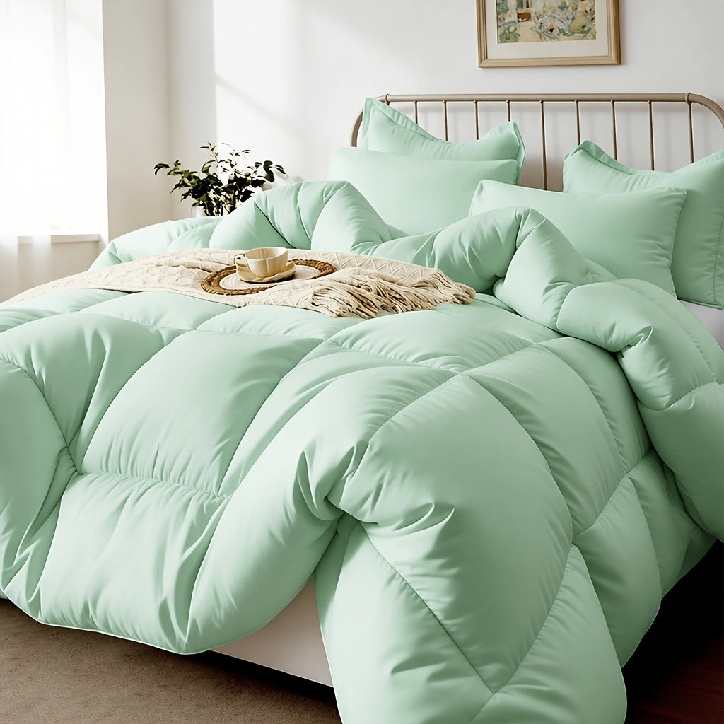 2/3pcs Solid-color Diamond-quilted Comforter Set. Easy Clean, Fabric Soft Breathable. Includes 1 Comforter, 1/2 Pillow Shams. Fits All Bed Sizes Matches Various Bedroom Decor. Suitable for All Seasons Ideal As A Gift, Include Random Color