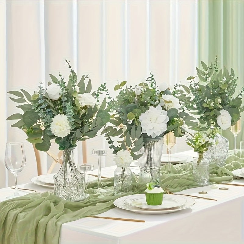 50/100pcs Artificial Eucalyptus Eucalyptus Bouquet And 4 Kinds of Willow Silvery European Leaf Slices | Perfect for Flower Bouquet Making And Home Decoration | Ideal Gift for Christmas And Mother'S Day
