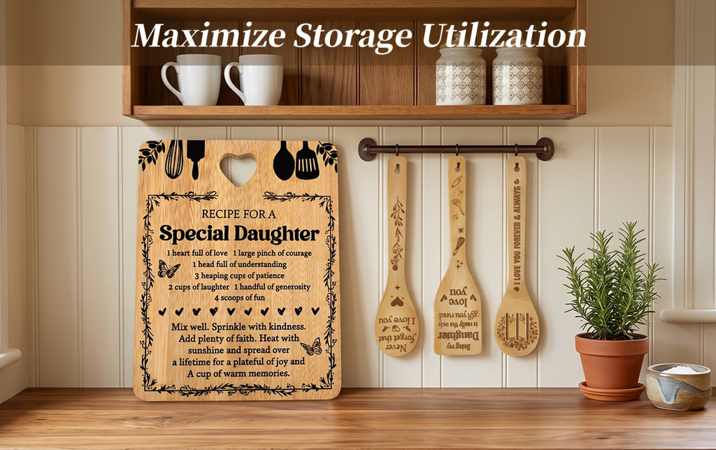 Birthday Gifts for Daughter - "Recipe for a Special Daughter" Daughter Cutting Board Set Bamboo-Made Engraved Utensil Set Birthday Gifts for Daughter Daughter Christmas Gifts