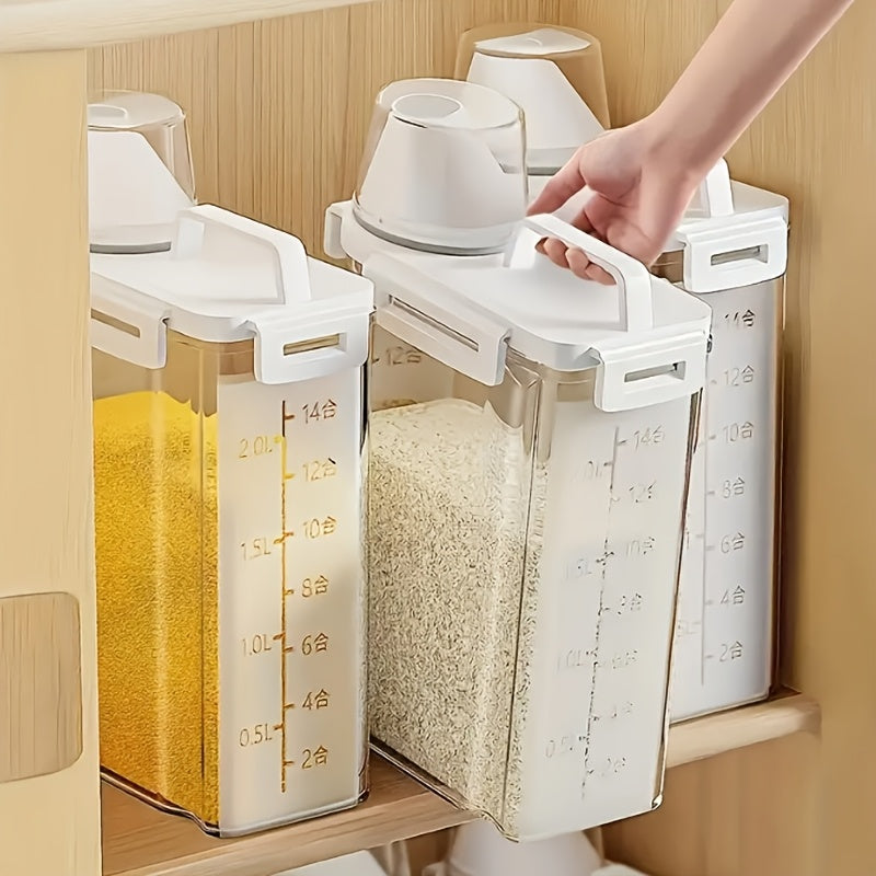 4pcs Thickened Plastic 5 Pound Rice Storage Container - Sealed Dry Grain Dispenser Box with Pouring Port, Transparent Food Storage Box, Grain Meat Cup, Flour Snacks