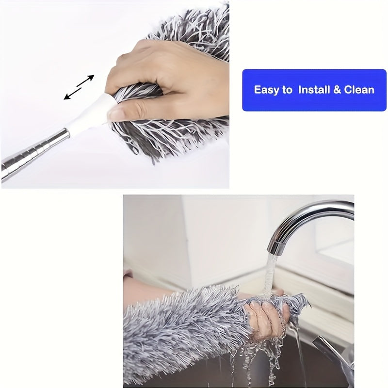 Adjustable & Bendable Microfiber Duster Mop - Washable, Reusable Cleaning Tool For High Ceilings, Furniture, And Cars, 3 Red Thumbs-Up Symbols Of Approval