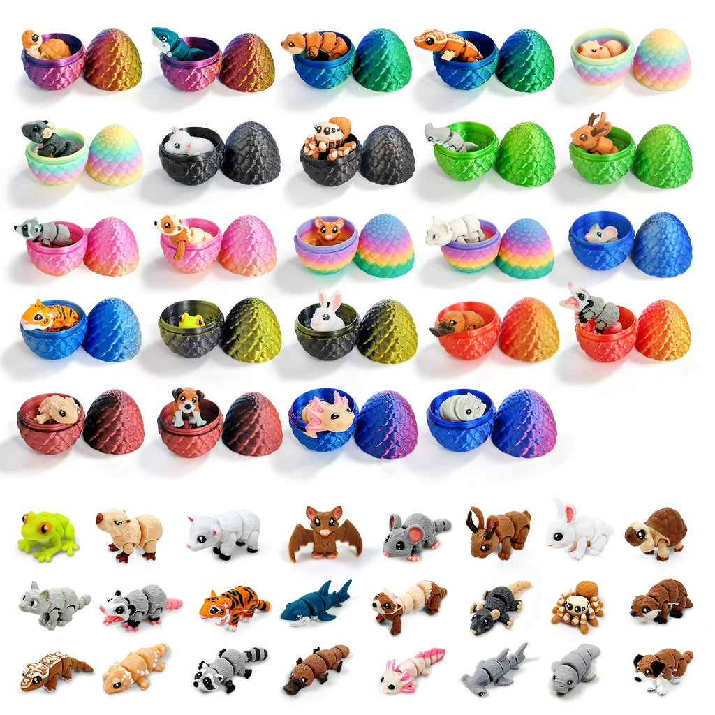 21pcs Mini 3D Printed Animal Statues - Movable Joints Realistic Collectible Figurines Set for Adults, Home Office Desk Decoration & Display(0.9-2.0inch)