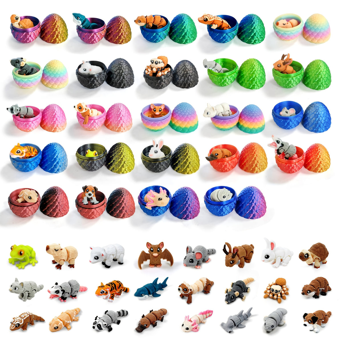 21pcs Mini 3D Printed Animal Statues - Movable Joints Realistic Collectible Figurines Set for Adults, Home Office Desk Decoration & Display(0.9-2.0inch)