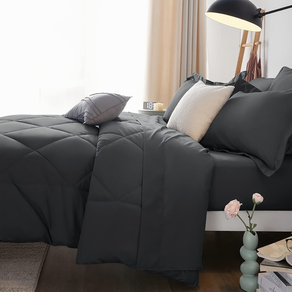 2/3pcs Luxury Comforter Set Warm & Soft & Breathable - Quilted Bedding With Fluffy Fill - Perfect For All Seasons With 1 Comforter And 1/2 Pillowcases-Random Color