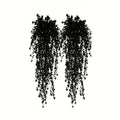 Black Artificial Hanging Flowers, 37.4-Inch UV-Resistant Cascading Faux Vines in 2 or 4 Piece Packs for Halloween, Gothic Weddings and Indoor Outdoor Decor