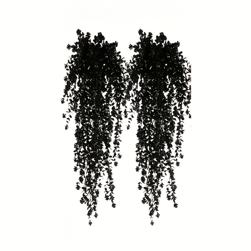 2/4pcs UV Resistant Black Artificial Hanging Flowers - Rich Artificial Greenery Vines for Indoor/Outdoor Decorations, Perfect for Halloween, Weddings And Fall Celebrations, Home Fall Decorations