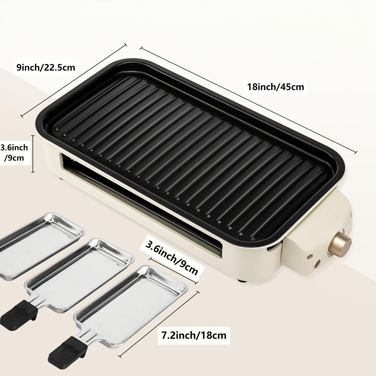 Smokeless Electric Grill | Indoor Grill with Removable Non-Stick Plate, 1700W, Portable BBQ Grill, Electric Griddle, Stainless Steel, Dishwasher Safe, Perfect Gift for Christmas