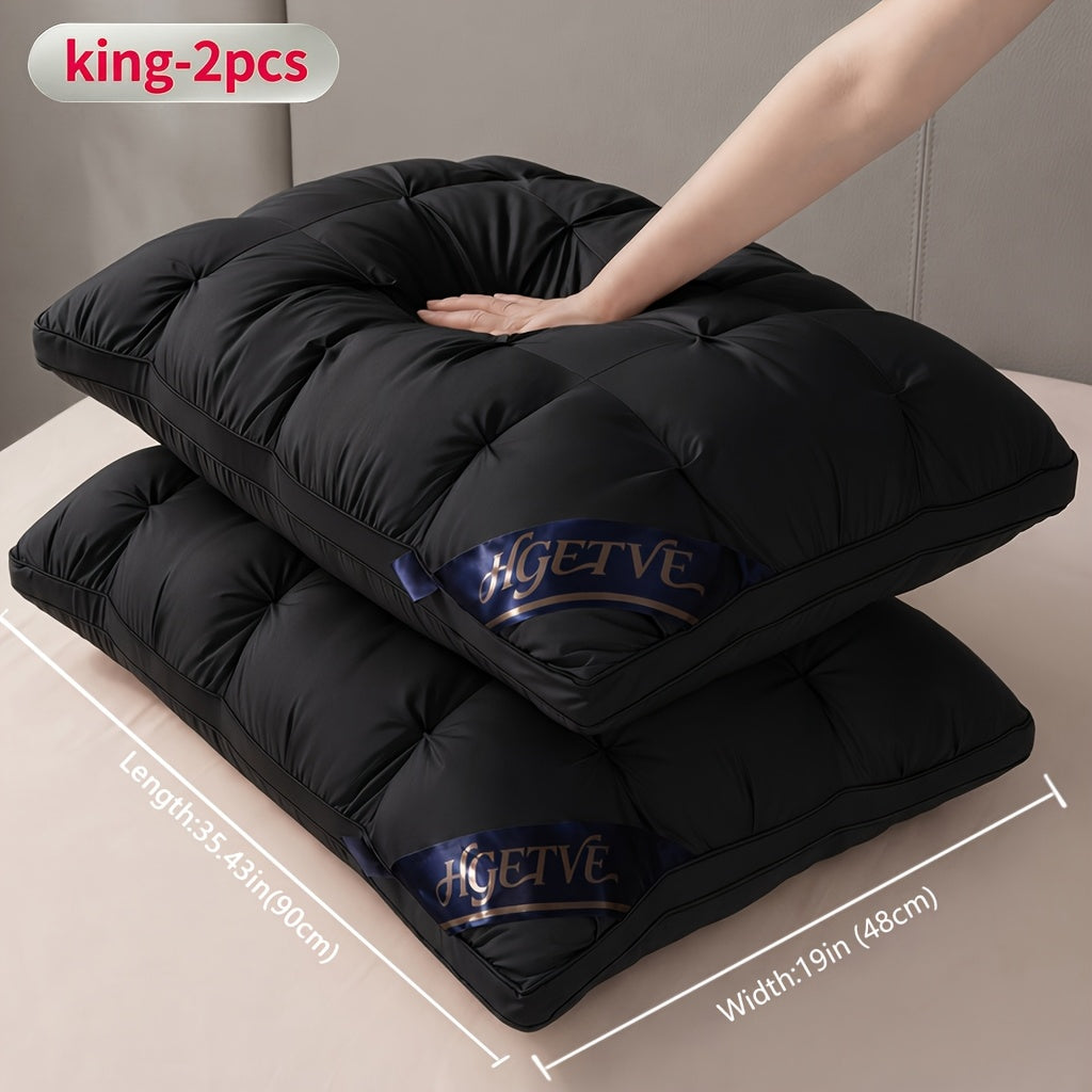 2pcs Hotel Quality Sleep Pillow, Deep Sleep Neck Pillow, Highly Elastic And Plump Pillow Core, Hypoallergenic And Skin-Friendly Pillowcase, Easy Clean, Soft And Breathable, Sleep-aiding Pillow, All-Season, Queen/King Size, Holiday Gift