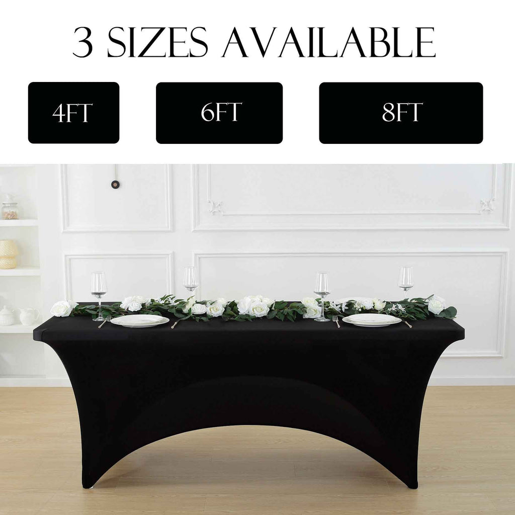 1pcs 4ft/6ft/8ft Spandex Tablecloth, Fitted tablecloth, Wrinkle Resistant Stretchable Rectangle Table Cover For Event, Wedding & Parties