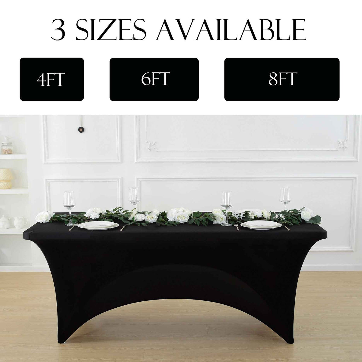 1pcs 4ft/6ft/8ft Spandex Tablecloth, Fitted tablecloth, Wrinkle Resistant Stretchable Rectangle Table Cover For Event, Wedding & Parties