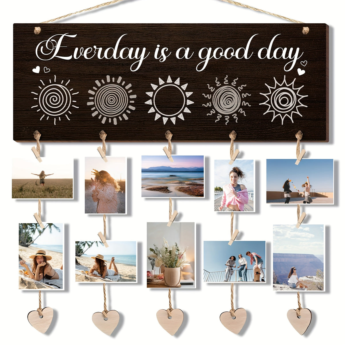 1 Set Wooden Hanging Photo Frames, I Love You to The Moon And Back Picture Holder - Gifts for Him Boyfriend, Her Girlfriend And Wife Husband, Romantic Picture Frame Gifts of Couples for Wedding, Anniversary, Valentine'S Day, Christmas Gifts