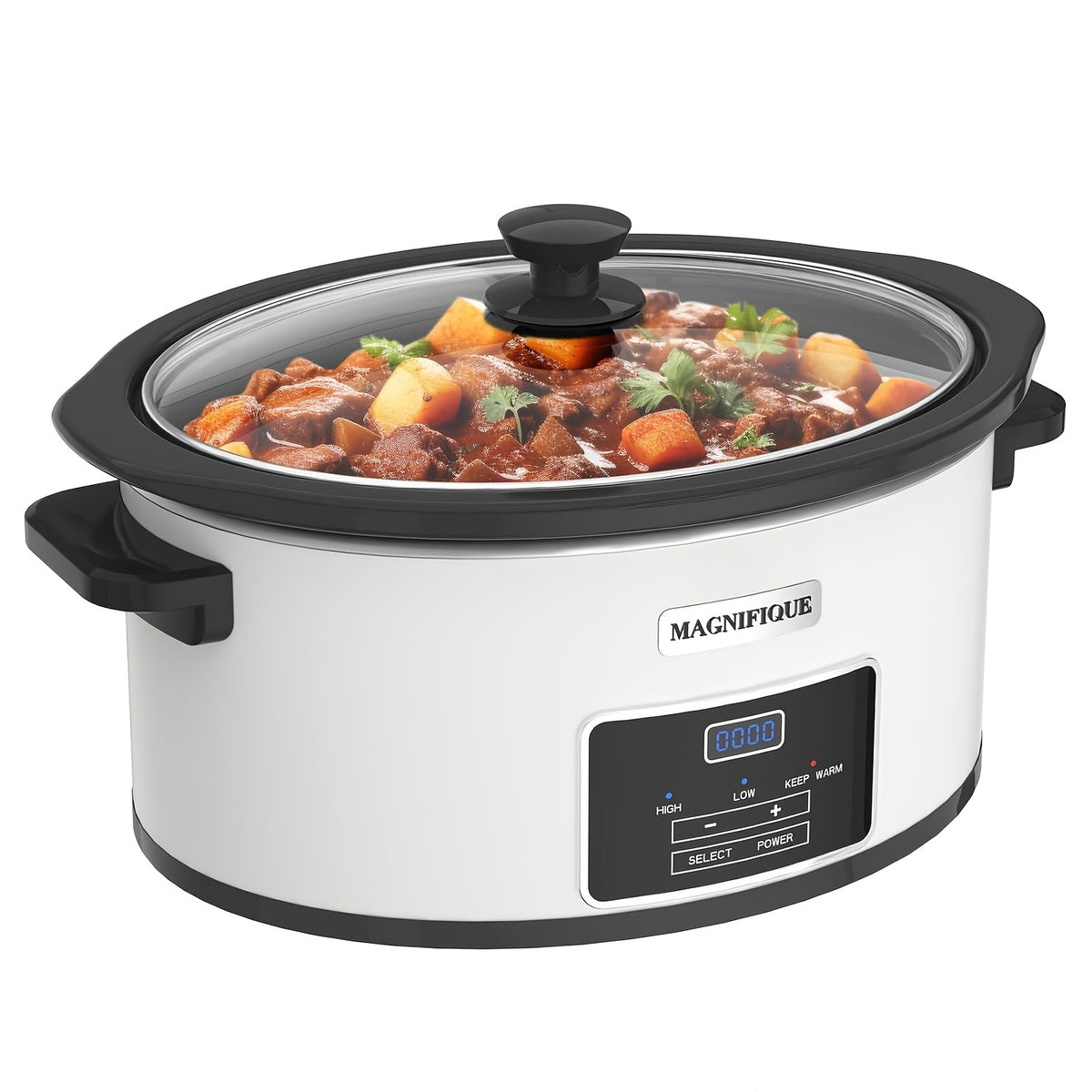 Homecookin Digital Slow Cooker with Non-Stick Ceramic Bowl - Programmable Countdown Timer & Keep Warm Function, Perfect for Family Meals, Soups, Stews, Holiday Cooking, House Party