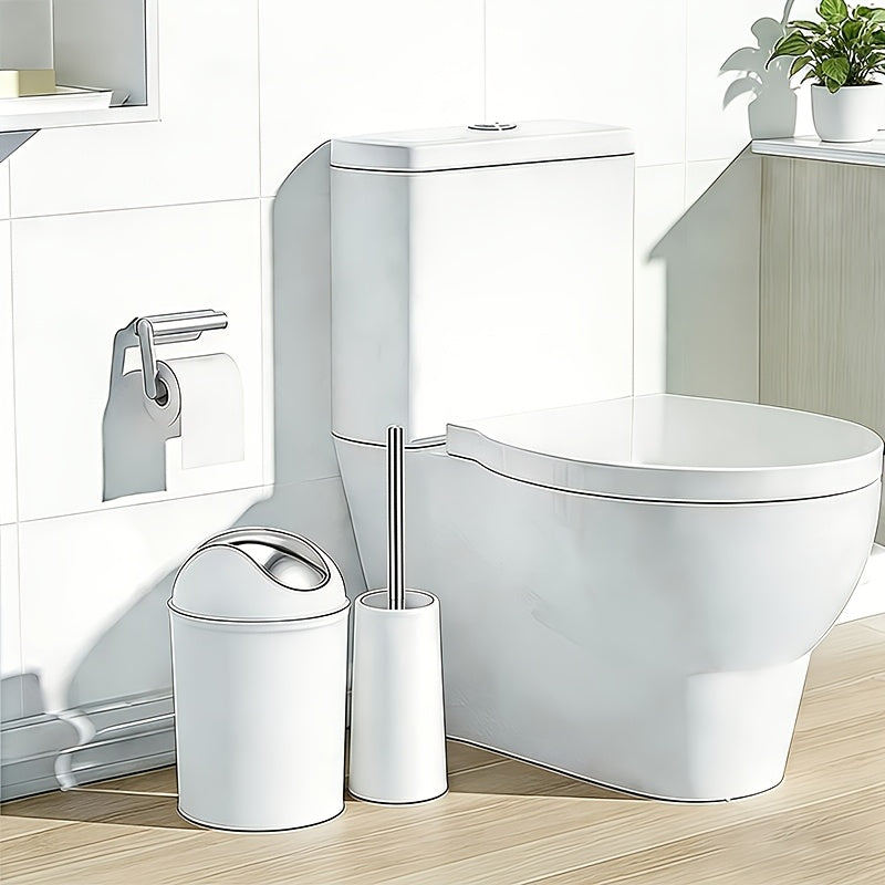 7pcs Luxury Bathroom Accessory Set - Premium Quality, Modern Style - Complete with Trash Can, Toilet Brush, Lotion Dispenser, Soap Dish, Mouthwash Cup & Toothbrush Holder - Space-Saving, Easy to Clean, Ideal for Bathroom Decor And Housewarming Gifts