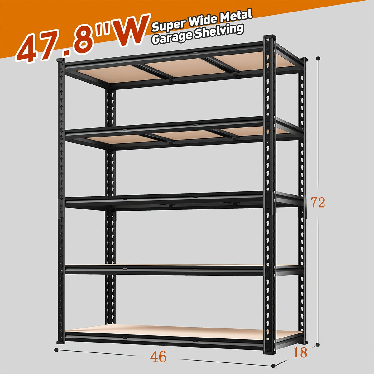 REIBII 2000LBS for garage Shelving Storage Shelves Heavy Duty 5-tier Metal Shelving Units For Garage Shelves 60" H X 28" W X 12" D, Adjustable Utility Shelf Rack For Kitchen Warehouse Basement Pantry Utility Rack Shelf, Black, Standing Shelf