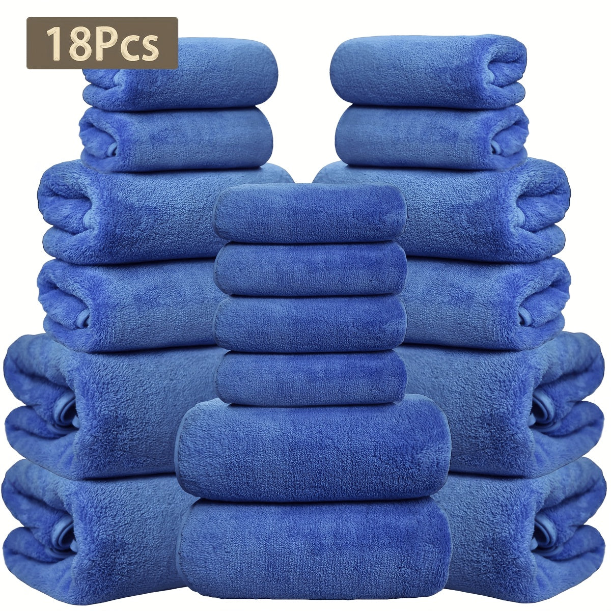 18pcs Coral Velvet Towel Bath Towel Set, 4 Bath Towels, 4 Towels, 10 Square Towels, Suitable for Hotel, Home, Travel, Spa