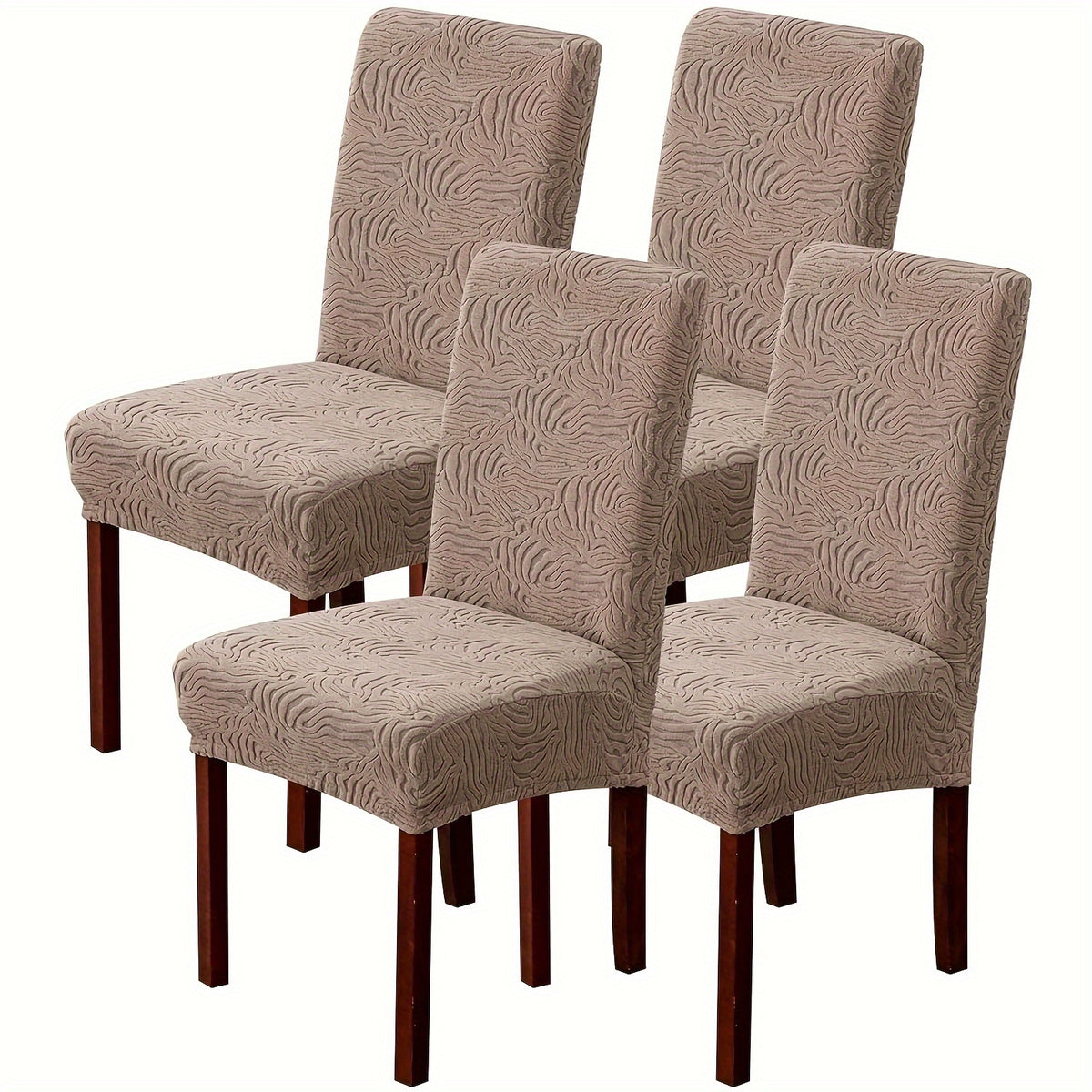 4/6pcs Chair Covers for Dining Room, Stretch Jacquard Dining Chair Slipcovers Removable Washable Chair Protector for Kitchen, Hotel, Restaurant
