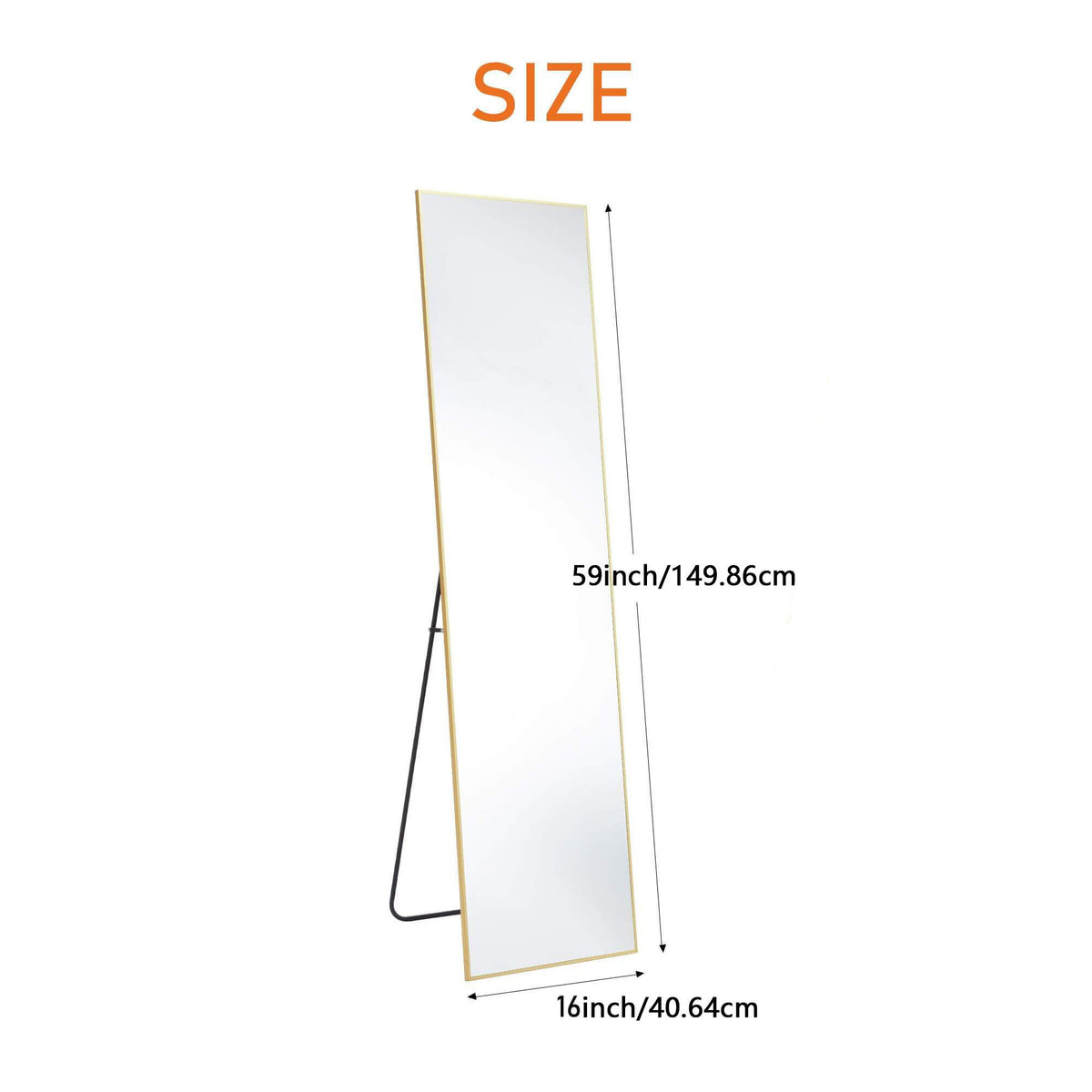 Full Length Mirror, Aluminum Frame - LED Lighted Full Length Mirror - Arched Makeup Mirror - Full Length Makeup Mirror - for Bathroom Bedroom or Living Room, Multiple Sizes, Black/ Golden/ White Available