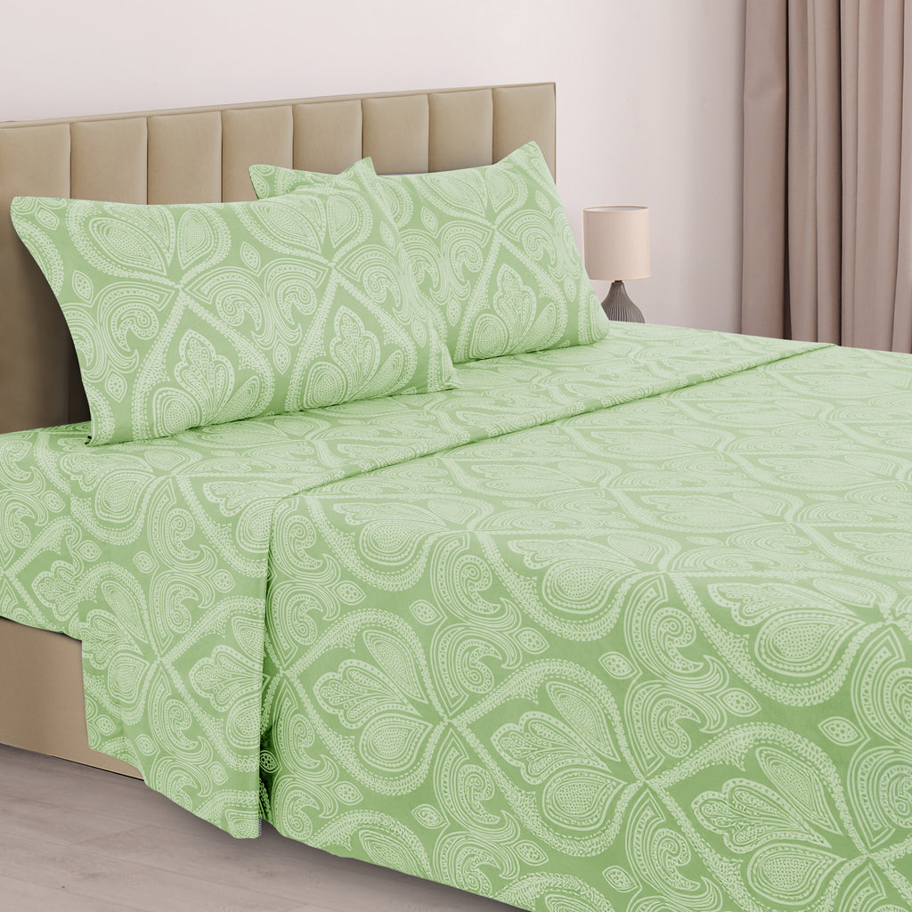 Paisley Bed Sheet Set, Soft Double Brushed Microfiber Bedding with 16-Inch Deep Pocket Fitted Sheet and Pillowcases in Six Sizes for Bedroom Comfort