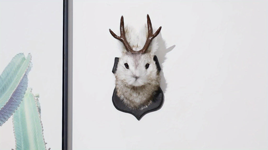 Decor Deer Head Animal Wall Mount, Taxidermy Mount Whimsical Deer Head Hanging Wall Art for Home Wall Decoration