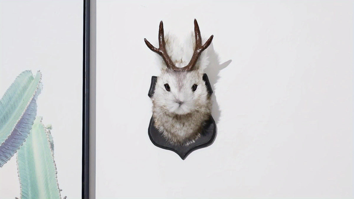 Decor Deer Head Animal Wall Mount, Taxidermy Mount Whimsical Deer Head Hanging Wall Art for Home Wall Decoration