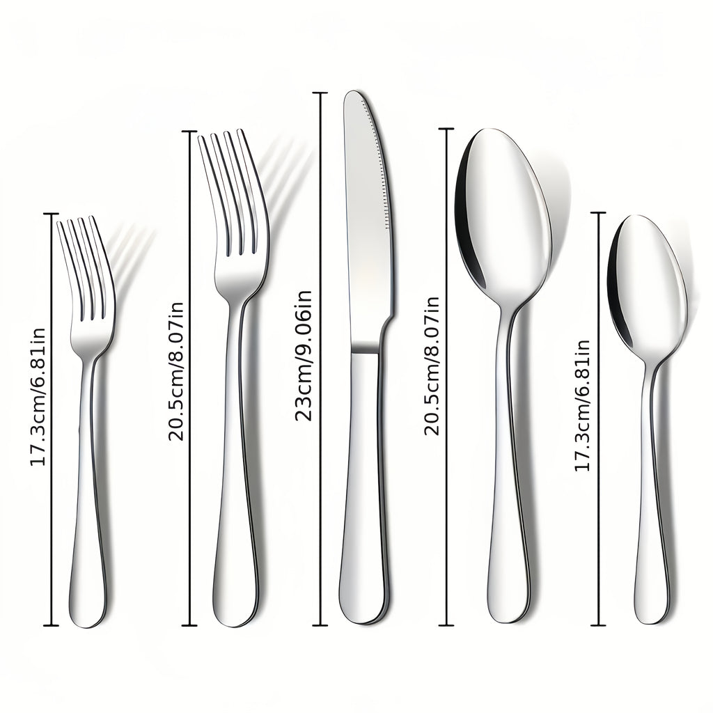 60/20pcs Stainless Steel Silverware Set - Heavy Duty Commercial Silverware for Restaurants, Weddings & Home | Dishwasher Safe, Rust-Proof, Non-Toxic | Bulk Kitchen Tableware with Gift Box The Best Gifts for Thanksgiving And Christmas