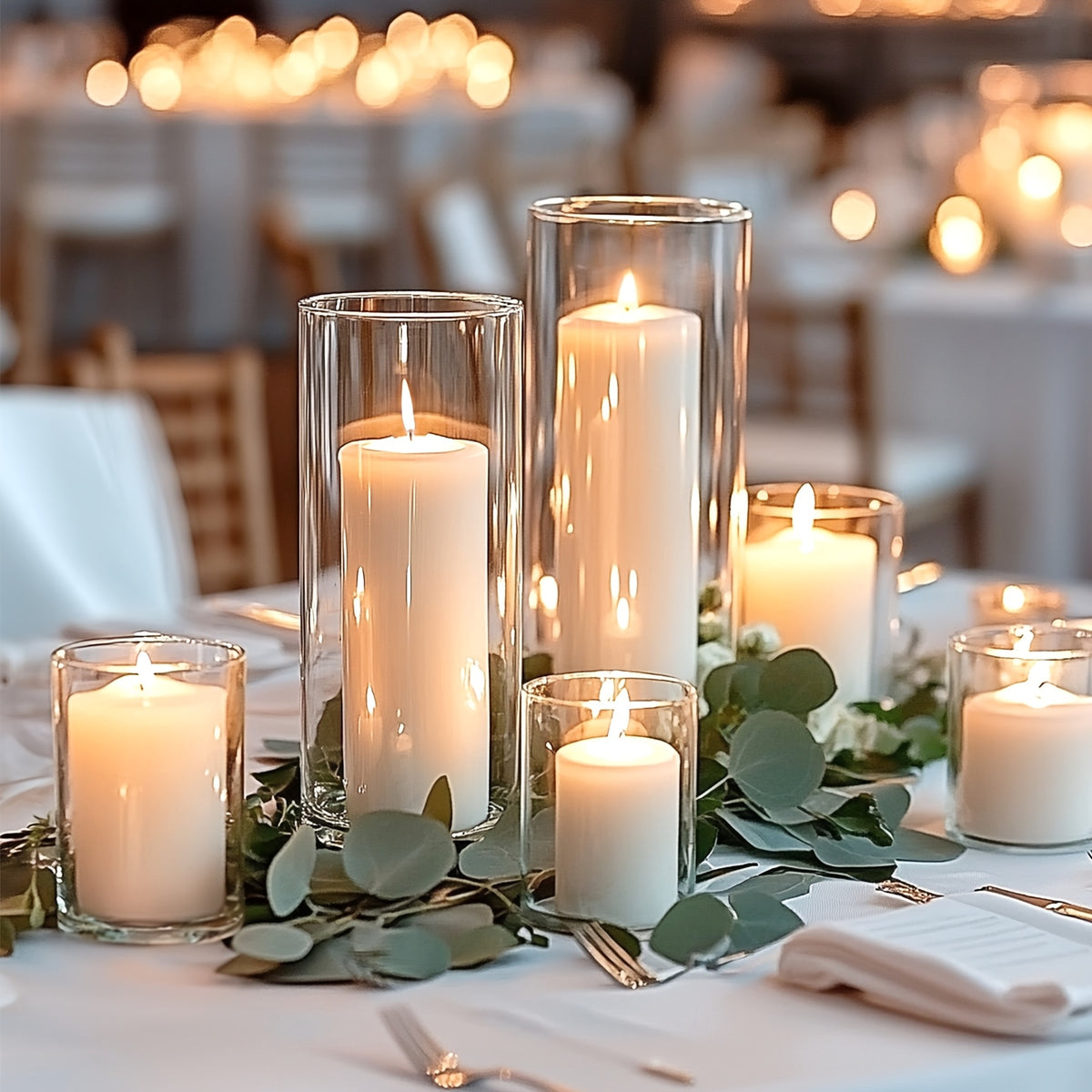 TOMNK 15/20/25/30pcs Glass Cylinder Vases, 5 Sizes Transparent Vase, Hurricane Vases, Glass Flower Vases for Wedding Decorations, Home Decor, Party, Home, Office Decoration, Decoration Vase for Teacher Appreciation, Mother's Day And Graduation Gifts