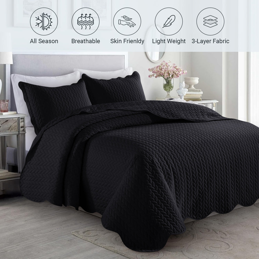 Lightweight Quilted Bedspread – Soft and Breathable Quilt Set, All Season Microfiber Bedding, Modern Style Soft Bedding Set, Twin, Full / Queen, King Sizes, Machine Washable Halloween Christmas