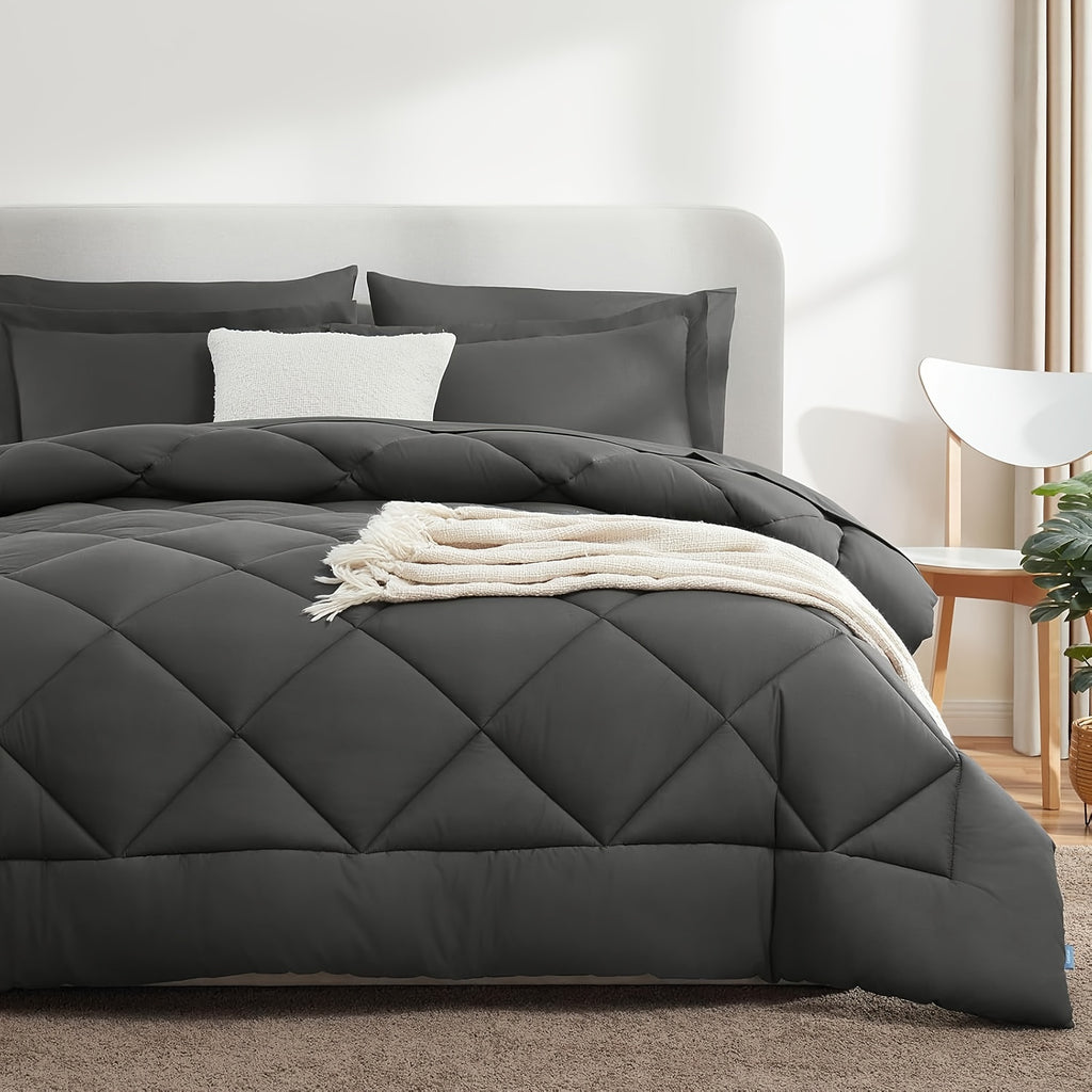 2/3pcs Luxury Comforter Set Warm & Soft & Breathable - Quilted Bedding With Fluffy Fill - Perfect For All Seasons With 1 Comforter And 1/2 Pillowcases-Random Color