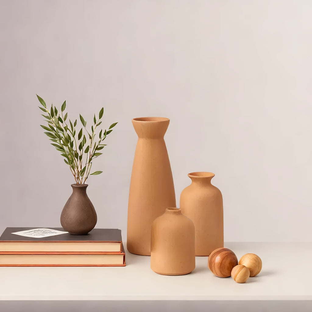 Matte Ceramic Vase Set of 3, Nordic Boho Decorative Flower Vases for Living Room Shelves, Entryway Tables, Bookshelves and Gifts