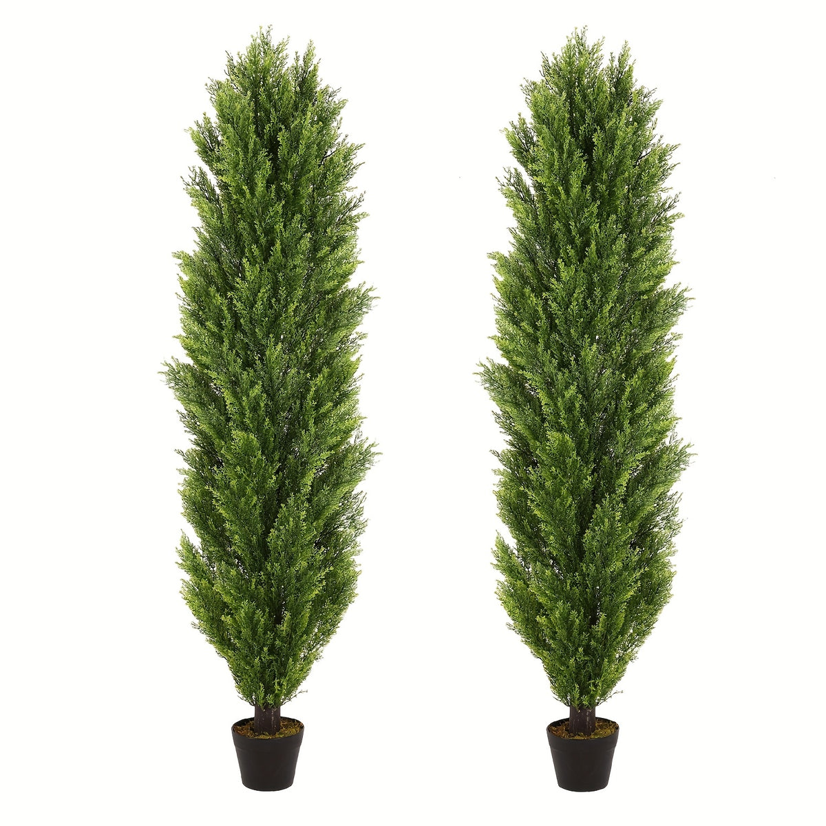 2 Pack Modern Cedar Topiary Trees | UV-Resistant & Low Maintenance Faux Greenery For Outdoor & Indoor | Decor For Patio, Garden, Office