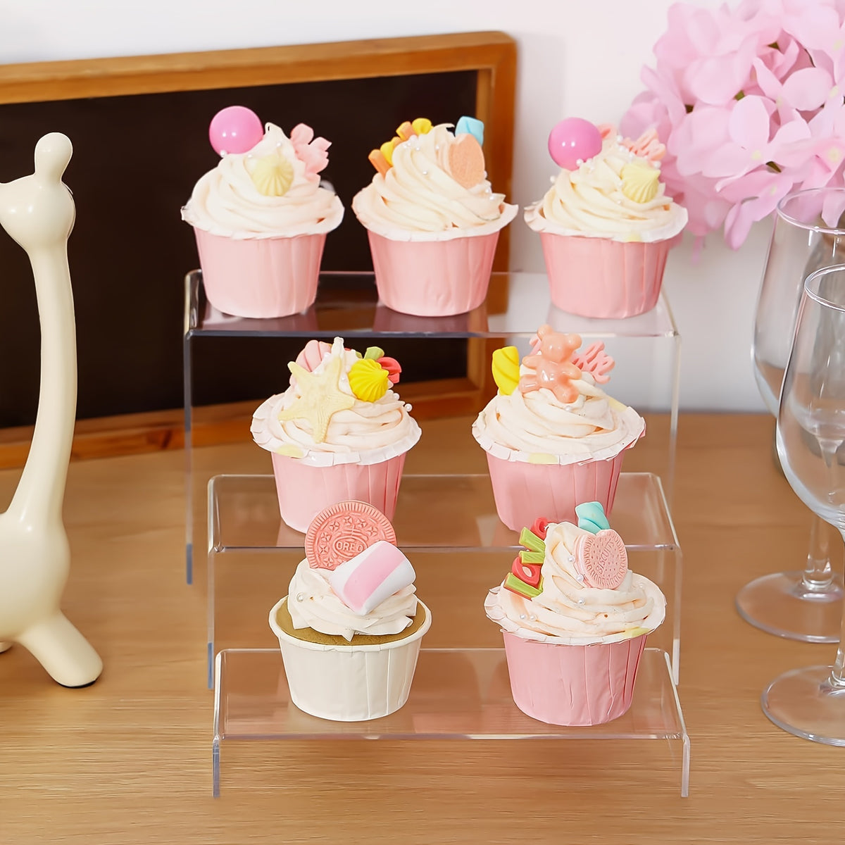 TOMNK Acrylic Risers for Display, Different Sizes Available, Clear Acrylic Riser Display Stands, Acrylic Display Risers for Show Funko Pop Figures, Cupcake, Jewelry, Perfume And More, for Halloween And Christmas