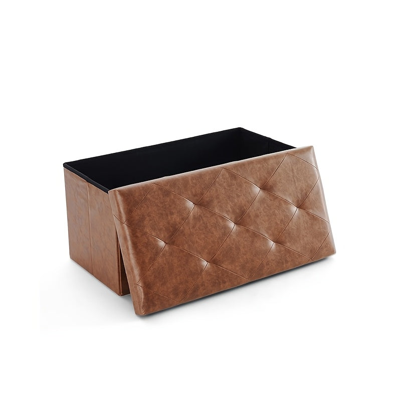 30/43 Inch Heavy Duty Folding Storage Ottoman Bench with Shoe Cabinet & Thick Padded Seat - Retro Suitable for Small Spaces, Multifunctional Footrest Stool, End of Bed Bench for Bedroom, Living Room, Entryway, Fabric,