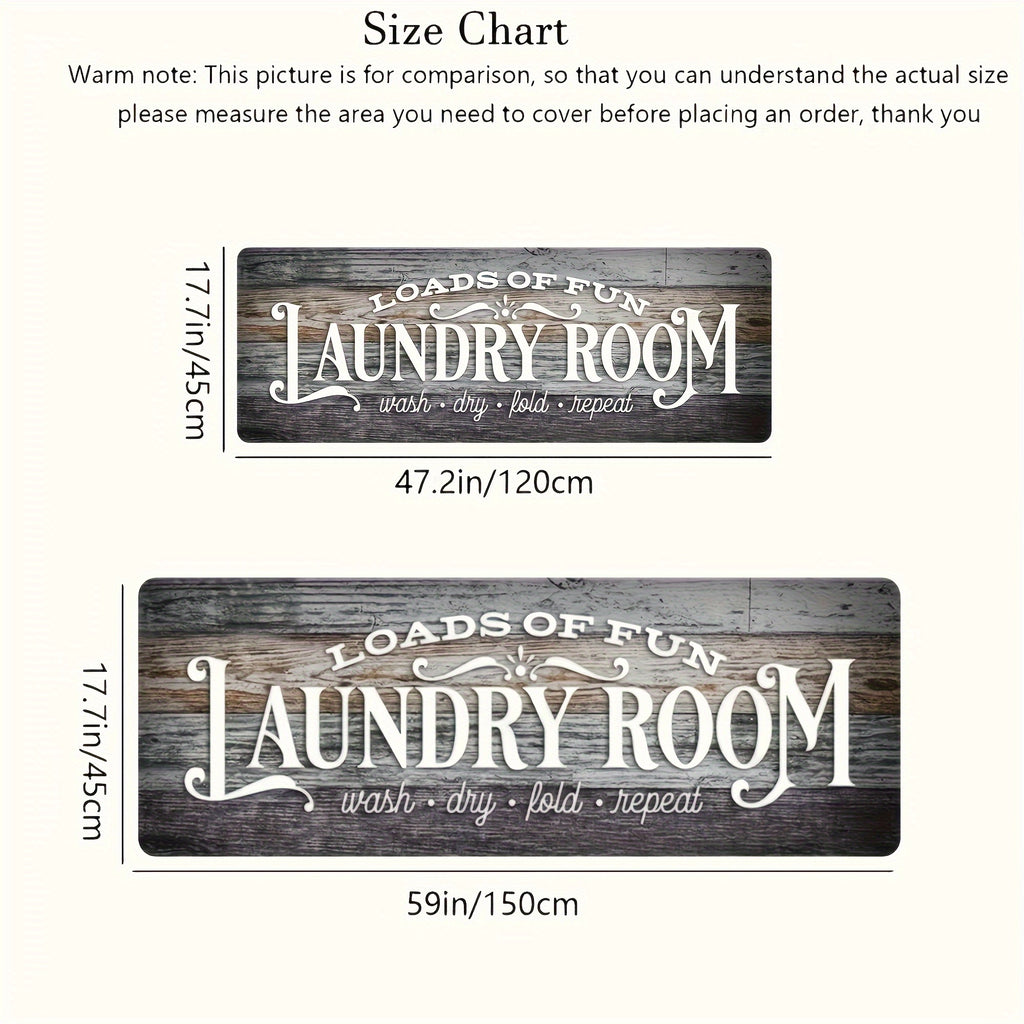 Non-Slip Laundry Room Mat- Heavy Duty Washable Rubber Backing Carpet, Dark Brown/Gray Wood Grain Design, Suitable for Laundry Room, Kitchen, Bathroom- Easy to Clean Home Carpet, Rustic Style, Durable Structure, Practical Home Item