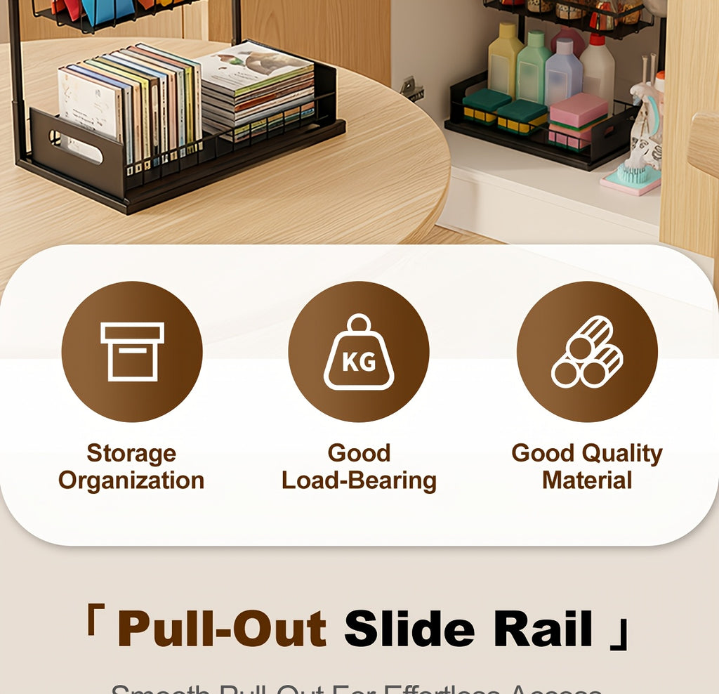 1/2pcs Kitchen Organizers And Storage, Kitchen Accessories, Utility Racks, Under Sink Organizer, Pull Out Cabinet Organizer, 2 Tier Slide Out Sink Shelf, Cabinet Storage Shelves, Under Sink Storage for Kitchen Bathroom Cabinet