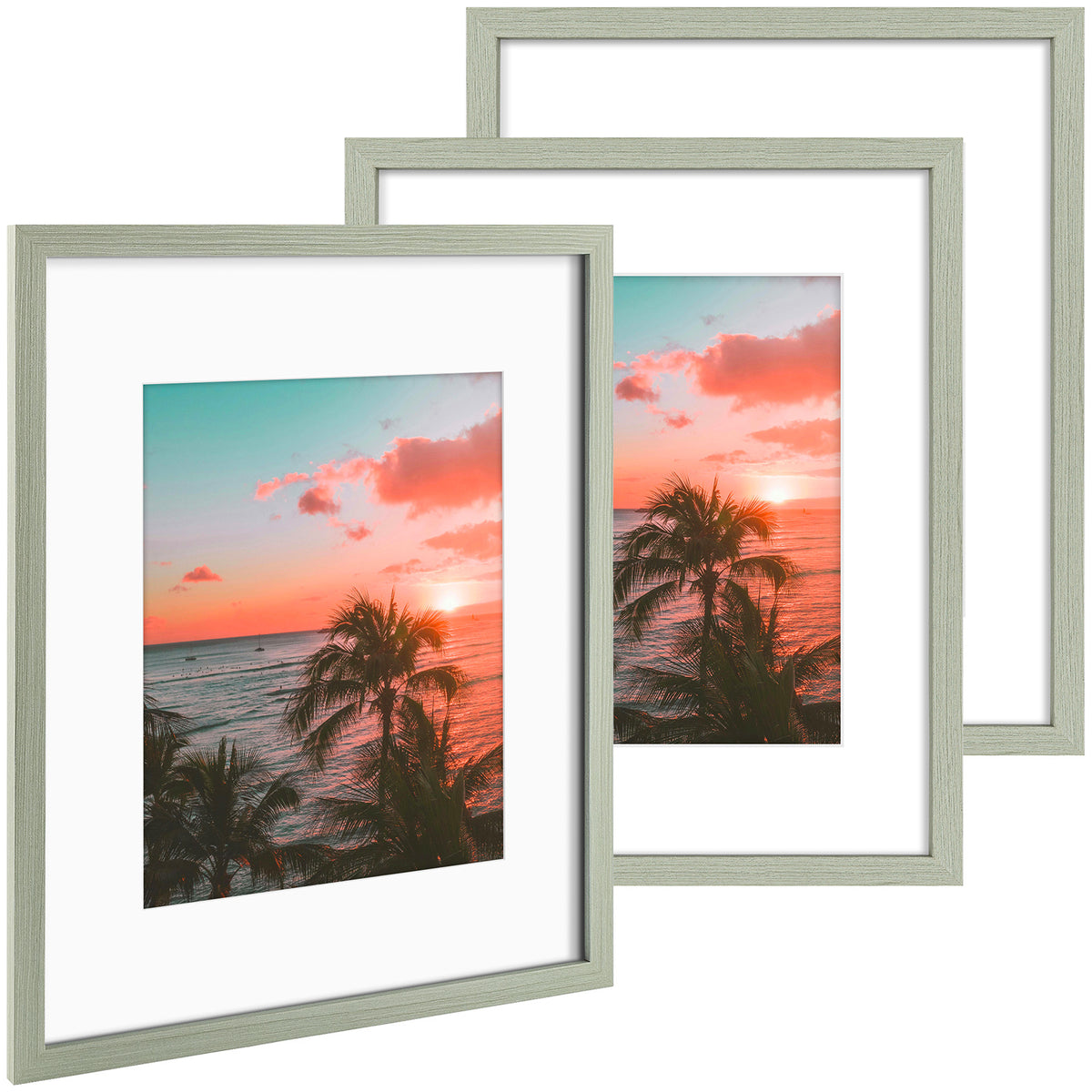 3 Pack 6x8/8x10/9x12/11x14/16x20 Picture Frames Set with Mat or without Mat, Engineered Wood Photo Frames with Plexiglass, for Wall or Tabletop Display - Gallery Wall Frames, Office Home Decor,Poster Frames