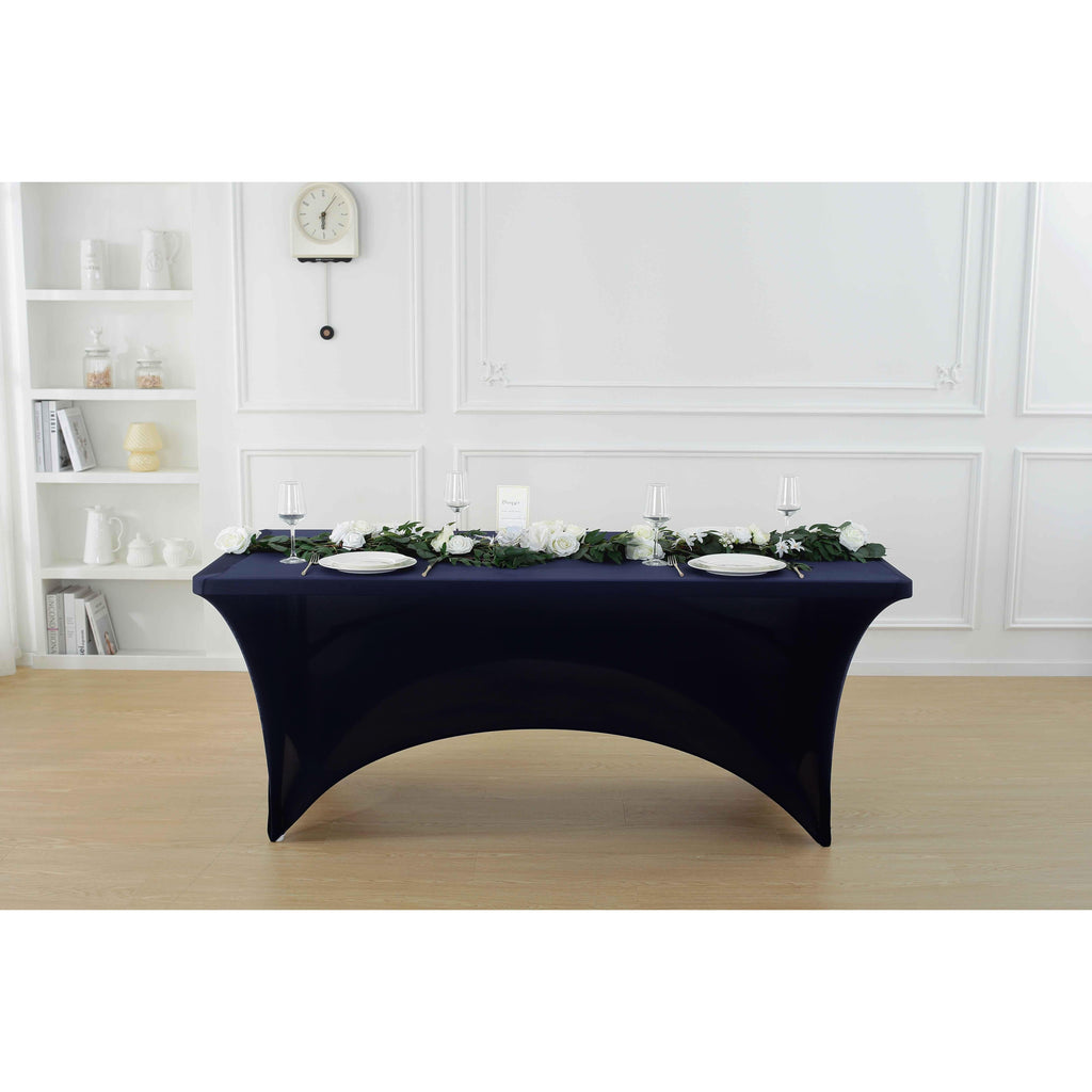 1pcs 4ft/6ft/8ft Spandex Tablecloth, Fitted tablecloth, Wrinkle Resistant Stretchable Rectangle Table Cover For Event, Wedding & Parties