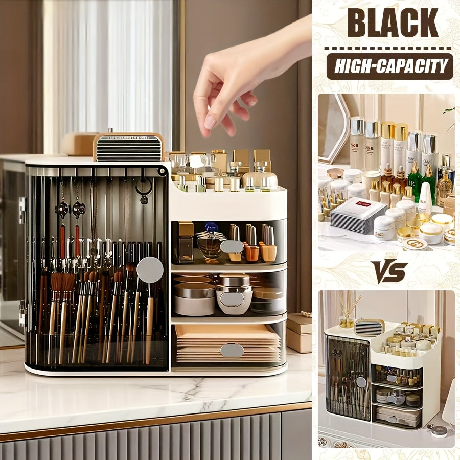 Makeup Storage Box And Beige Care Product Storage Box, A High-capacity Cosmetic Storage Solution. Cosmetic Storage Cabinet with 3 Drawers And Mirrors, Colored Contact Lenses Display Case Bathroom Vanity Organizer, for Home And Bathroom Storage
