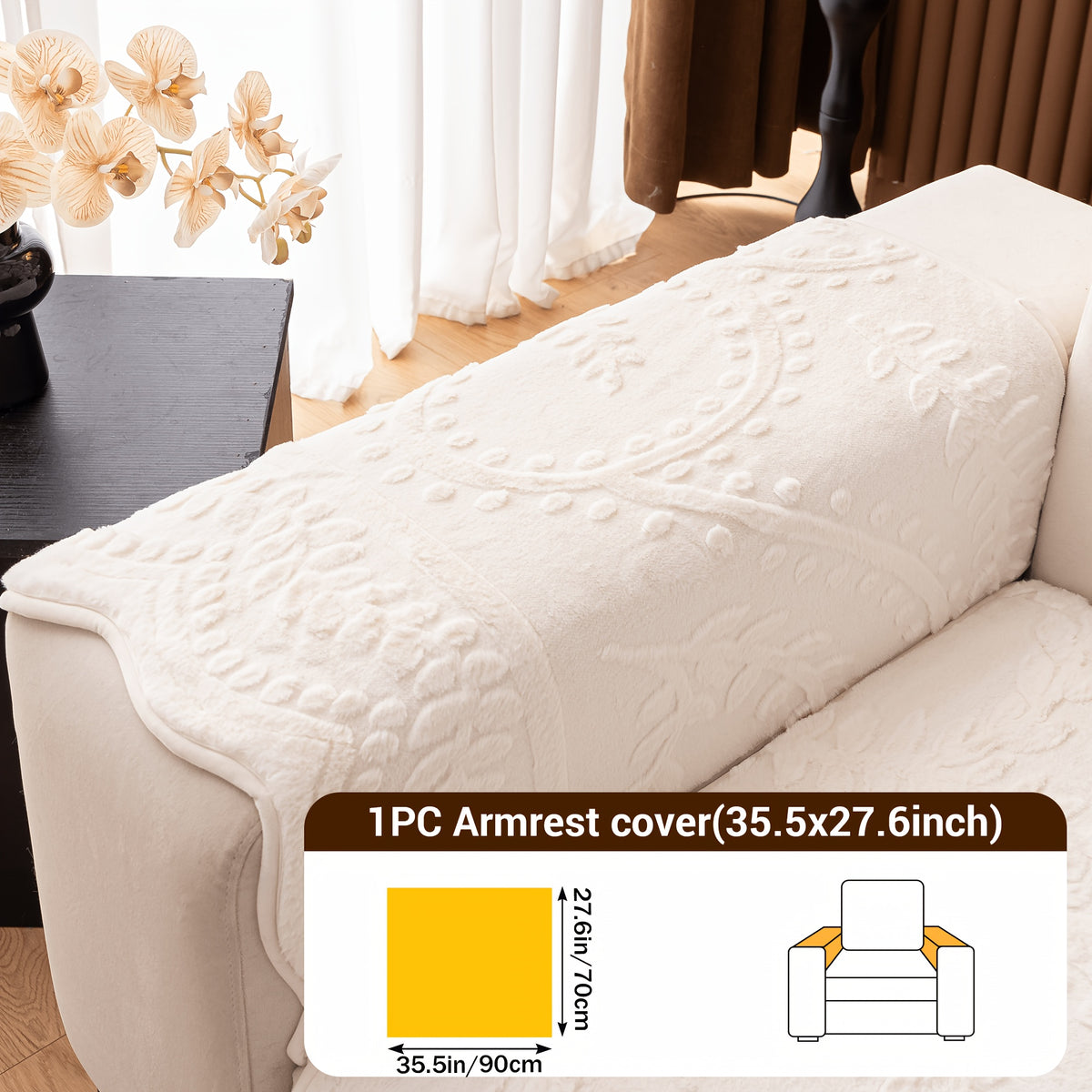 1pc Thickened Quilted Machine Washable Sofa Cushion, Faux Rabbit Fur Comfort Warm Non-slip Plush Sofa Cover, Breathable and Comfortable Pet-friendly for Bedroom, Office, Living Room, Suitable for 2/3/4-seater Sofa, Home Winter Decor, Christmas Gifts