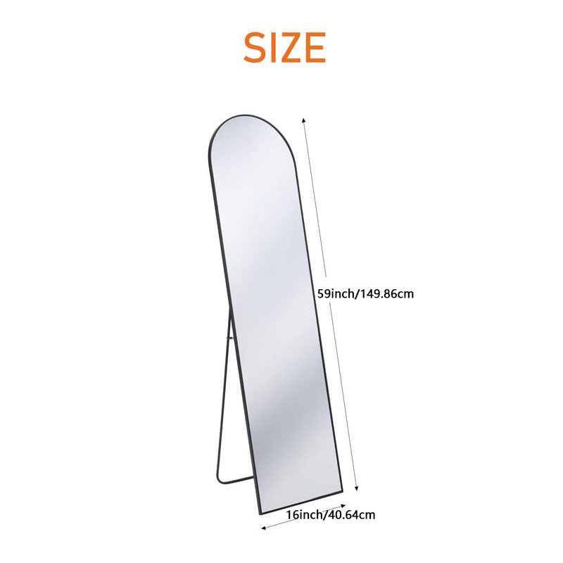 Full Length Mirror, Aluminum Frame - LED Lighted Full Length Mirror - Arched Makeup Mirror - Full Length Makeup Mirror - for Bathroom Bedroom or Living Room, Multiple Sizes, Black/ Golden/ White Available