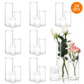 Glass Hurricane Cylinder Vases, 24-Piece Clear Set in Listed 4, 8 and 12 Inch Heights for Wedding Flower Centerpieces and Home Table Decor