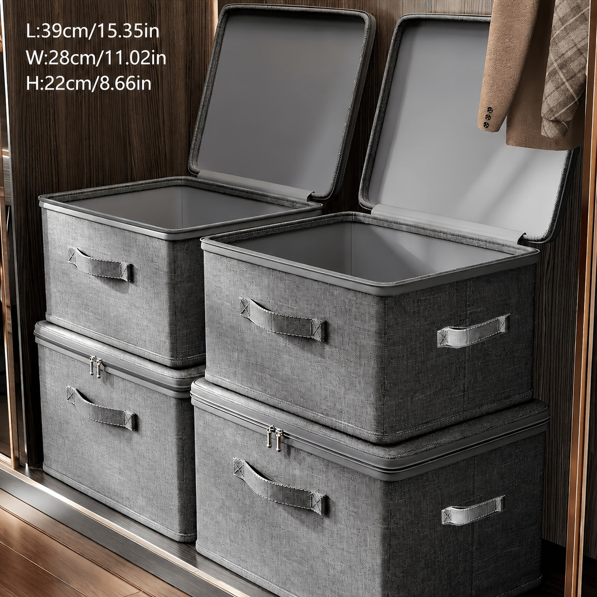 4-Pack, Extra Large Clothes and Quilt Storage Boxes, Foldable Waterproof Storage Bags for Organizing Clothes and Quilts, Suitable for Wardrobes, Bedrooms, Kitchens, Books, Multi-Functional Storage Organizer Boxes